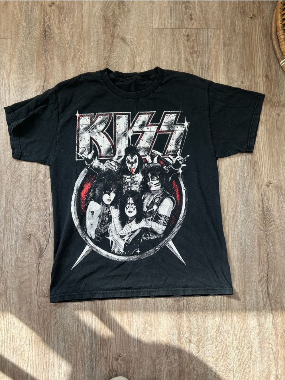 KISS Band Graphic Tee - Black with Red & White Print